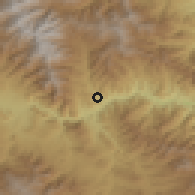 Shaded relief of the 54 km around Meghri, drawn from the GMTED2010 grid