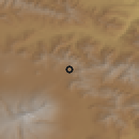 Shaded relief of the 53 km around Mijnatun, drawn from the GMTED2010 grid