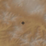 Shaded relief of the 53 km around Mutsk, drawn from the GMTED2010 grid