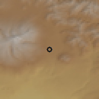 Shaded relief of the 53 km around Ara, drawn from the GMTED2010 grid