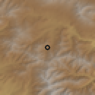 Shaded relief of the 54 km around Njdeh, drawn from the GMTED2010 grid