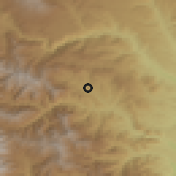 Shaded relief of the 54 km around Norashenik, drawn from the GMTED2010 grid