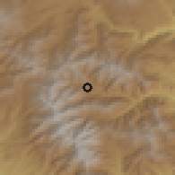 Shaded relief of the 54 km around Nor Astghaberd, drawn from the GMTED2010 grid