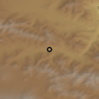 Shaded relief of the 53 km around Nor Khachakap, drawn from the GMTED2010 grid