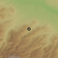 Shaded relief of the 53 km around Paravakar, drawn from the GMTED2010 grid