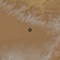 Shaded relief of the 53 km around Pokr Masrik, drawn from the GMTED2010 grid