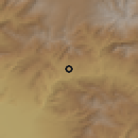 Shaded relief of the 53 km around Rind, drawn from the GMTED2010 grid
