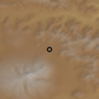 Shaded relief of the 53 km around Rya Taza, drawn from the GMTED2010 grid