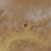 Shaded relief of the 53 km around Salli, drawn from the GMTED2010 grid