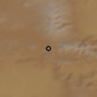 Shaded relief of the 53 km around Salut, drawn from the GMTED2010 grid