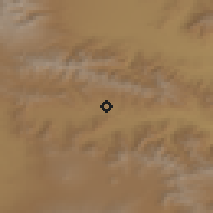 Shaded relief of the 53 km around Sarahart, drawn from the GMTED2010 grid