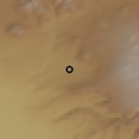 Shaded relief of the 53 km around Aramus, drawn from the GMTED2010 grid