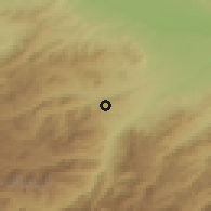 Shaded relief of the 53 km around Sarigyukh, drawn from the GMTED2010 grid