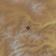 Shaded relief of the 54 km around Shenatagh, drawn from the GMTED2010 grid