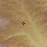 Shaded relief of the 53 km around Aravus, drawn from the GMTED2010 grid