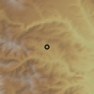Shaded relief of the 54 km around Shrvenantz, drawn from the GMTED2010 grid