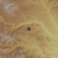 Shaded relief of the 54 km around Shurnukh, drawn from the GMTED2010 grid