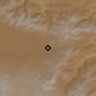 Shaded relief of the 53 km around Sotk, drawn from the GMTED2010 grid