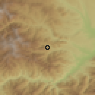 Shaded relief of the 54 km around Srashen, drawn from the GMTED2010 grid