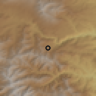 Shaded relief of the 54 km around Svarants, drawn from the GMTED2010 grid