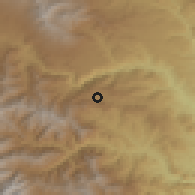 Shaded relief of the 54 km around Tandzaver, drawn from the GMTED2010 grid