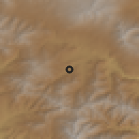 Shaded relief of the 53 km around Tasik, drawn from the GMTED2010 grid
