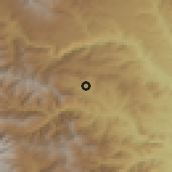 Shaded relief of the 54 km around Tavrus, drawn from the GMTED2010 grid