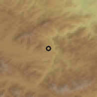 Shaded relief of the 53 km around Ardvi, drawn from the GMTED2010 grid