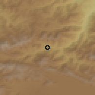 Shaded relief of the 53 km around Teghut, drawn from the GMTED2010 grid