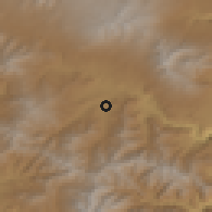 Shaded relief of the 53 km around Tolors, drawn from the GMTED2010 grid