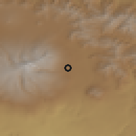 Shaded relief of the 53 km around Tsaghkashen, drawn from the GMTED2010 grid