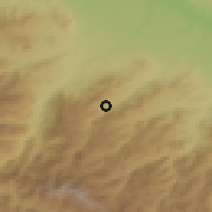 Shaded relief of the 53 km around Tsaghkavan, drawn from the GMTED2010 grid