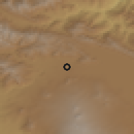 Shaded relief of the 53 km around Tsaghkunq, drawn from the GMTED2010 grid