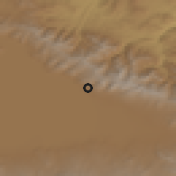 Shaded relief of the 53 km around Areguni, drawn from the GMTED2010 grid