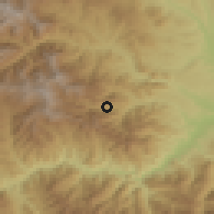 Shaded relief of the 54 km around Tsav, drawn from the GMTED2010 grid