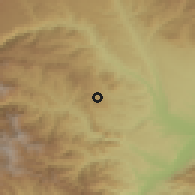 Shaded relief of the 54 km around Ujanis, drawn from the GMTED2010 grid