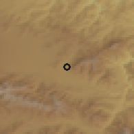 Shaded relief of the 53 km around Urut, drawn from the GMTED2010 grid