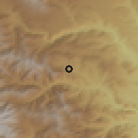 Shaded relief of the 54 km around Vanek, drawn from the GMTED2010 grid