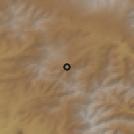 Shaded relief of the 53 km around Arevis, drawn from the GMTED2010 grid