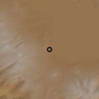 Shaded relief of the 53 km around Yeranus, drawn from the GMTED2010 grid