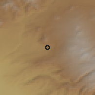 Shaded relief of the 53 km around Zar, drawn from the GMTED2010 grid