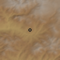 Shaded relief of the 53 km around Arin, drawn from the GMTED2010 grid