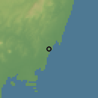 Shaded relief of the 60 km around Sawasawa, drawn from the GMTED2010 grid