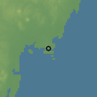 Shaded relief of the 60 km around Shimoni, drawn from the GMTED2010 grid