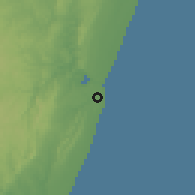 Shaded relief of the 60 km around Takaungu, drawn from the GMTED2010 grid