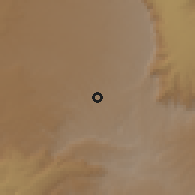Shaded relief of the 60 km around Burnt Forest, drawn from the GMTED2010 grid