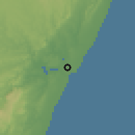 Shaded relief of the 60 km around Mombasa, drawn from the GMTED2010 grid