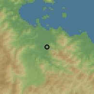 Shaded relief of the 54 km around Anbyŏn, drawn from the GMTED2010 grid