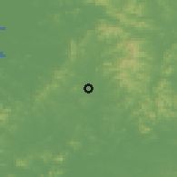 Shaded relief of the 54 km around Sunan, drawn from the GMTED2010 grid