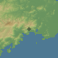 Shaded relief of the 52 km around Ungsang, drawn from the GMTED2010 grid